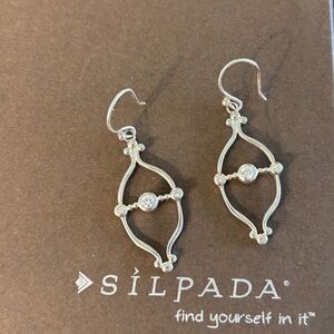 Silpada Silver Earrings with Clear Accents
